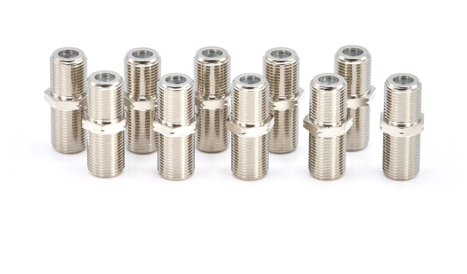 Coaxial Cable Extension Adapter | 50 Pack | Satellite Cable TV Compatible F-Pin