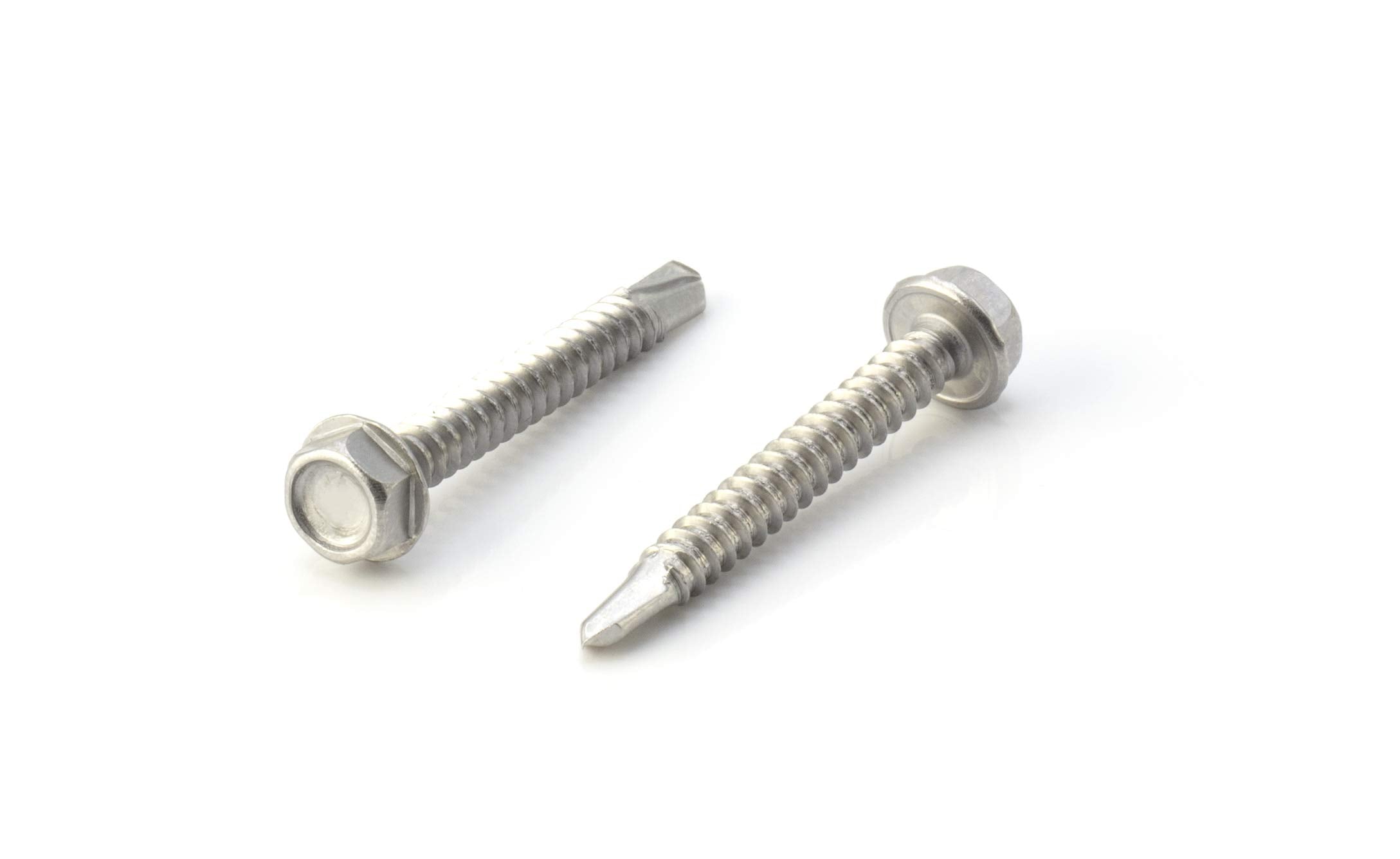 #10 Size, 1 1/2" Length (38mm) - Self Tapping Screw - Self Drilling Screw - 410 Stainless Steel Screws = Exceptional Wear and Very Corrosion Resistant) - Hex Washer Head - 100pcs