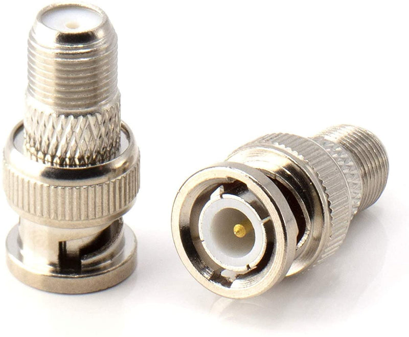 RF (F81) and BNC Coaxial Adapter - BNC Male to Female F81 (F-Pin) Connector, Adapter, Coupler, and Converter - For RG11, RG6, RG59, RG58, SDI, HD SDI, CCTV - 100 Pack