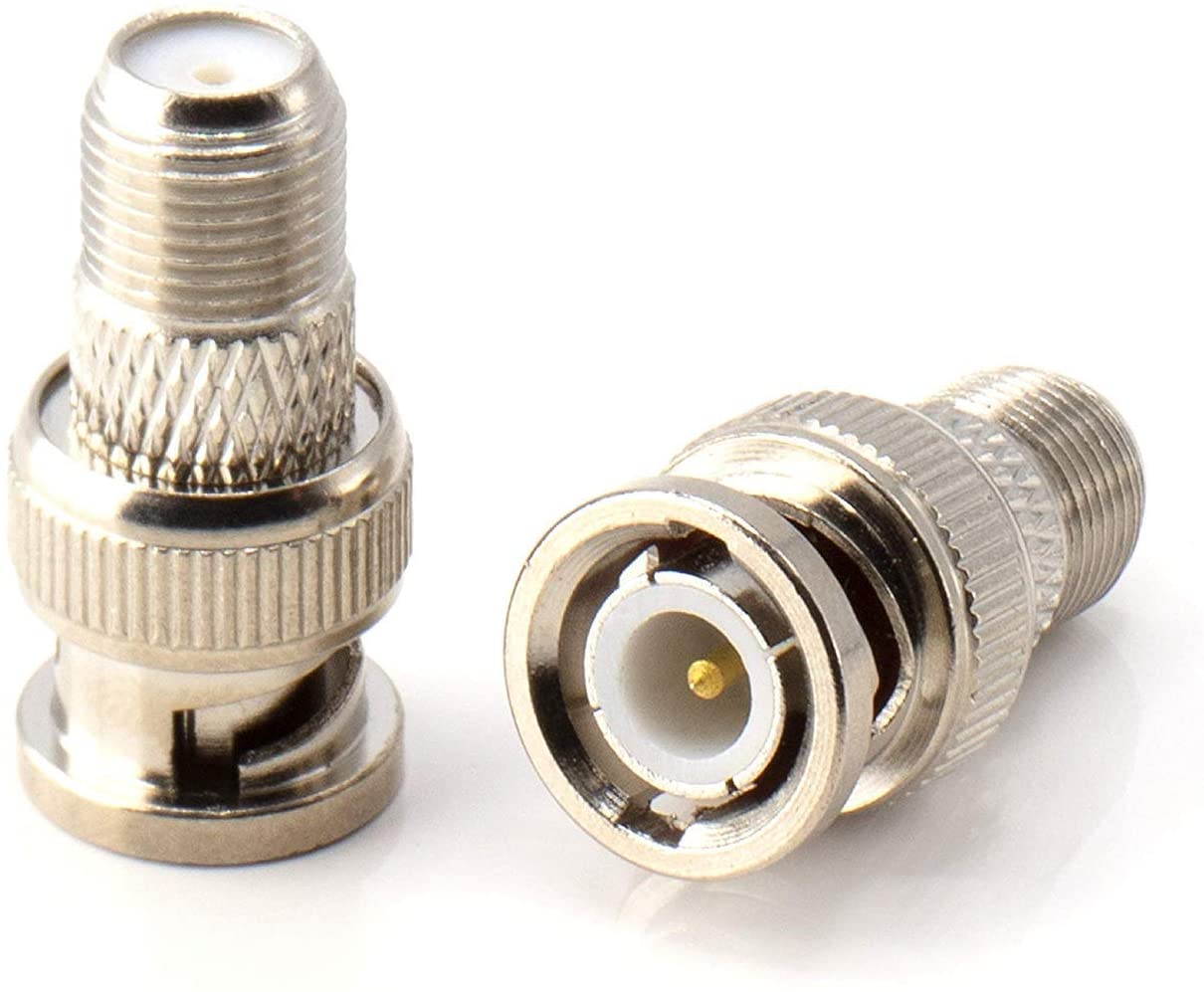 RF (F81) and BNC Coaxial Adapter - BNC Male to Female F81 (F-Pin) Connector, Adapter, Coupler, and Converter - For RG11, RG6, RG59, RG58, SDI, HD SDI, CCTV - 10 Pack