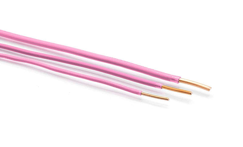 50 Feet (15 Meter) - Insulated Solid Copper THHN / THWN Wire - 14 AWG, Wire is Made in the USA, Residential, Commerical, Industrial, Grounding, Electrical rated for 600 Volts - In Pink