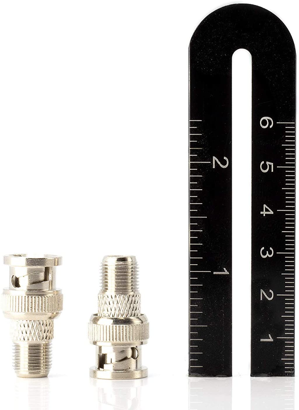 RF (F81) and BNC Coaxial Adapter - BNC Male to Female F81 (F-Pin) Connector, Adapter, Coupler, and Converter - For RG11, RG6, RG59, RG58, SDI, HD SDI, CCTV - 50 Pack