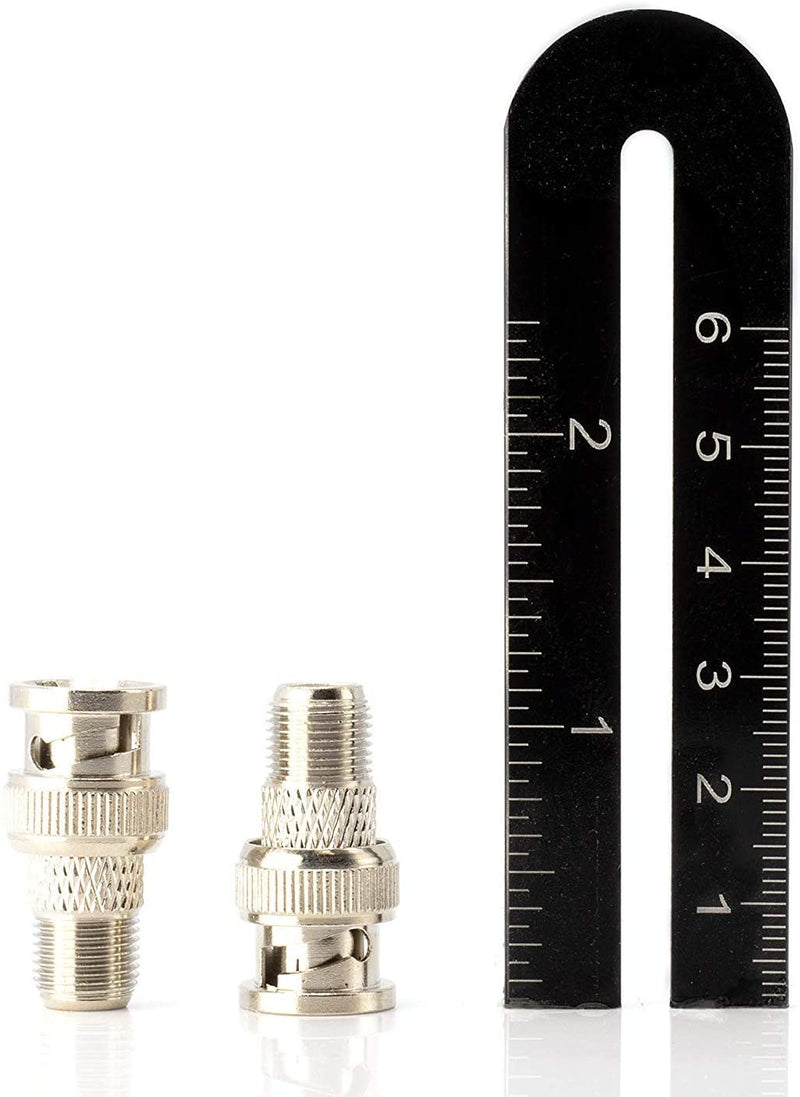 RF (F81) and BNC Coaxial Adapter - BNC Male to Female F81 (F-Pin) Connector, Adapter, Coupler, and Converter - For RG11, RG6, RG59, RG58, SDI, HD SDI, CCTV - 4 Pack