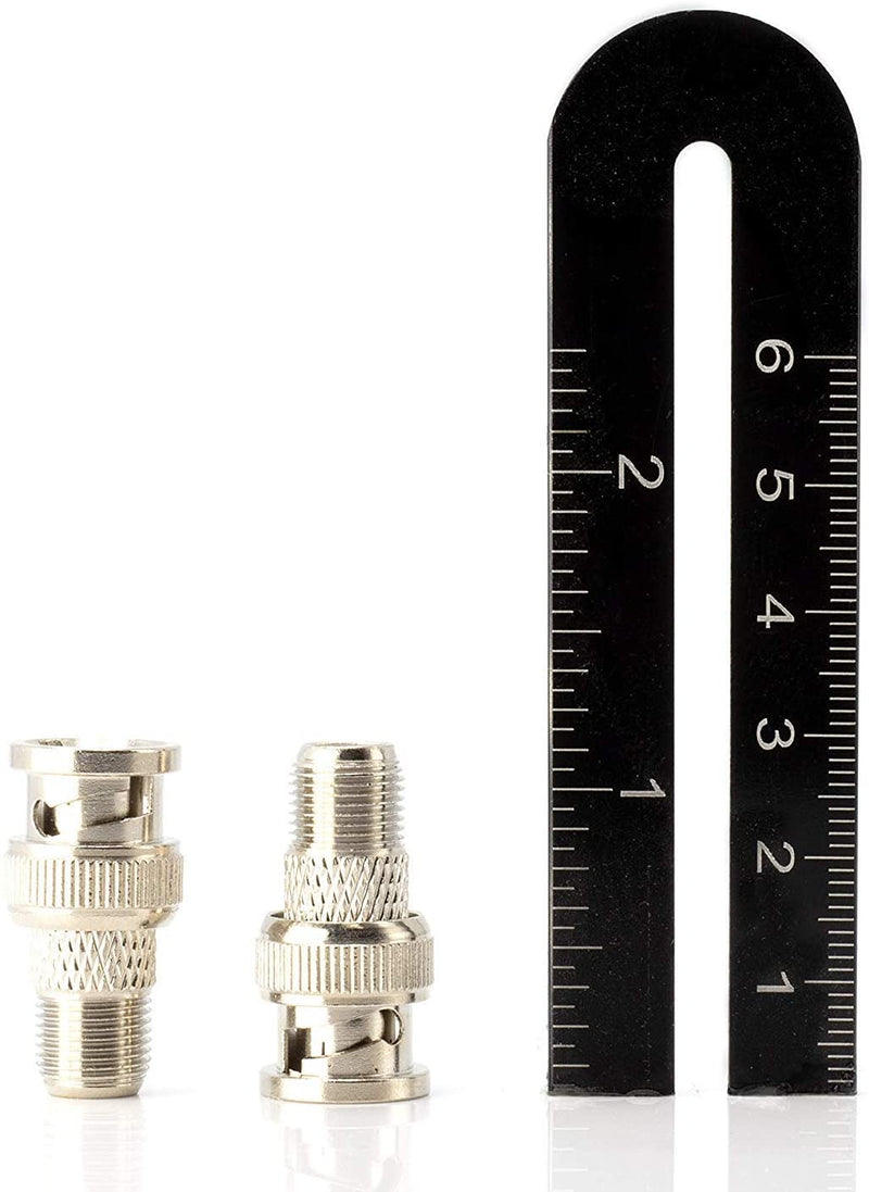 RF (F81) and BNC Coaxial Adapter - BNC Male to Female F81 (F-Pin) Connector, Adapter, Coupler, and Converter - For RG11, RG6, RG59, RG58, SDI, HD SDI, CCTV - 100 Pack