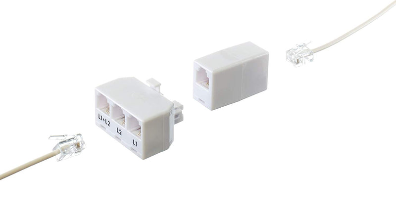 Telephone Line Splitter Adapter RJ11| Dual Line Separator 4 Conductor (WHITE)