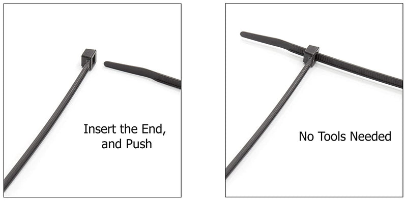 14 inch Black Nylon Zip Ties - Strong Zip Tie, Wire Ties - Indoor and Outdoor Rated - No Tools Needed , Zip Ties (Wire Ties, Cable Ties), 100 Pack - Black - 14"