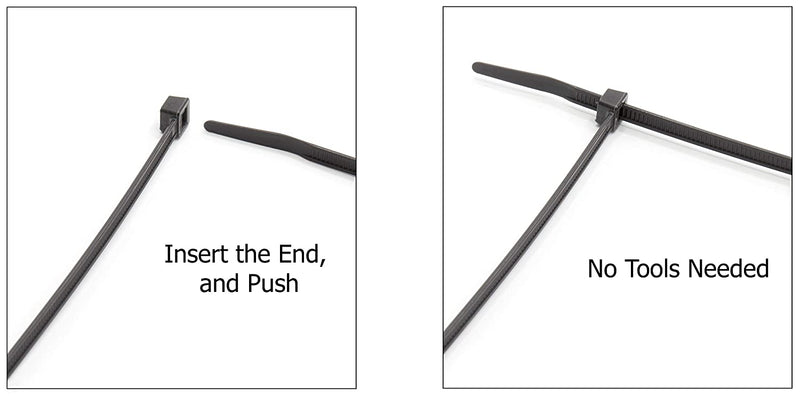 14 inch Black Nylon Zip Ties - Strong Zip Tie, Wire Ties - Indoor and Outdoor Rated -Screw Mounting Hole, Zip Ties (Wire Ties, Cable Ties), 100 Pack - Black - 14"
