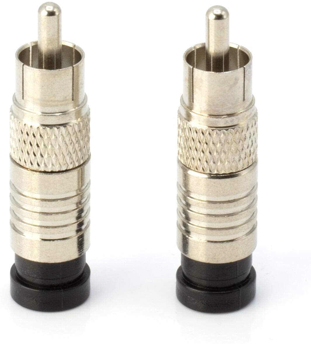 RCA Compression Connectors - 50 Pack - RG-6 Coaxial Cable - Universal Male Connectors for RCA, Subwoofer, Composite, Component and Similar Cables