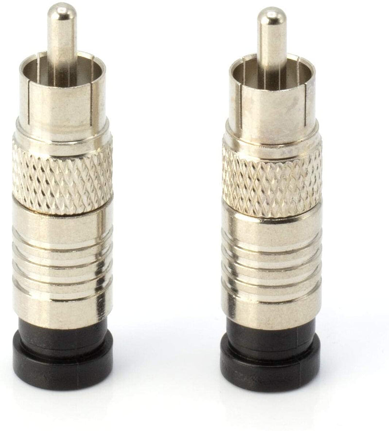 RCA Compression Connectors - 50 Pack - RG-6 Coaxial Cable - Universal Male Connectors for RCA, Subwoofer, Composite, Component and Similar Cables
