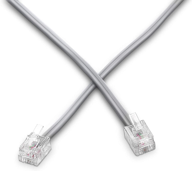 Phone Line Cord 25 Feet - Modular Telephone Extension Cord 25 Feet - 2 Conductor (2 pin, 1 line) cable - Works great with FAX, AIO, and other machines - Grey/Silver