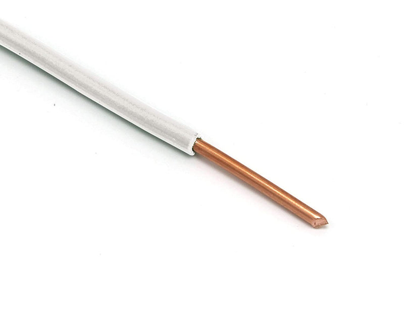 25 Feet (7.5 Meter) - Insulated Solid Copper THHN / THWN Wire - 12 AWG, Wire is Made in the USA, Residential, Commerical, Industrial, Grounding, Electrical rated for 600 Volts - In White