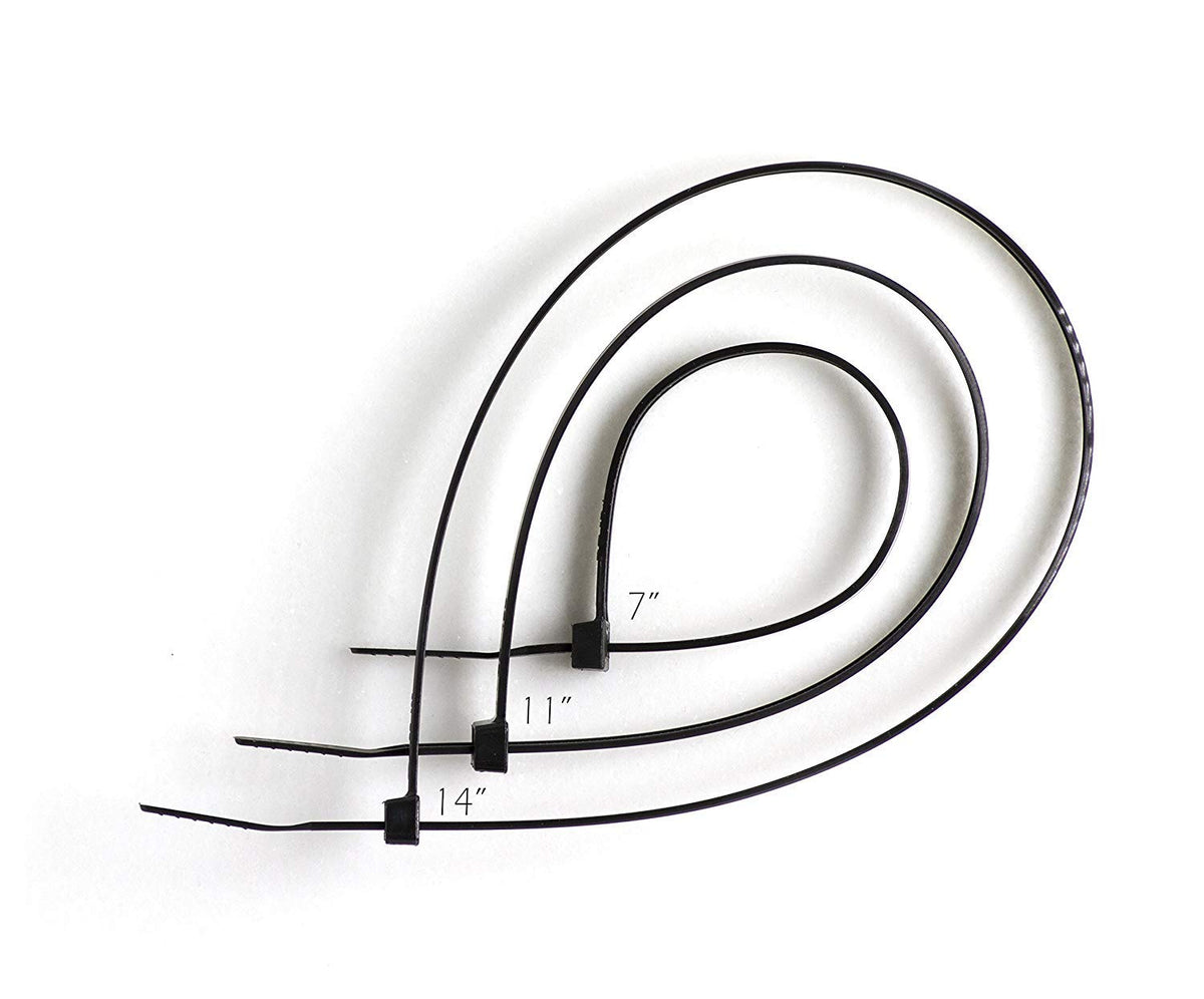 14 inch Black Nylon Zip Ties - Strong Zip Tie, Wire Ties - Indoor and Outdoor Rated - No Tools Needed , Zip Ties (Wire Ties, Cable Ties), 100 Pack - Black - 14"