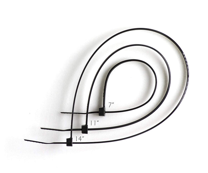 14 inch Black Nylon Zip Ties - Strong Zip Tie, Wire Ties - Indoor and Outdoor Rated -Screw Mounting Hole, Zip Ties (Wire Ties, Cable Ties), 100 Pack - Black - 14"