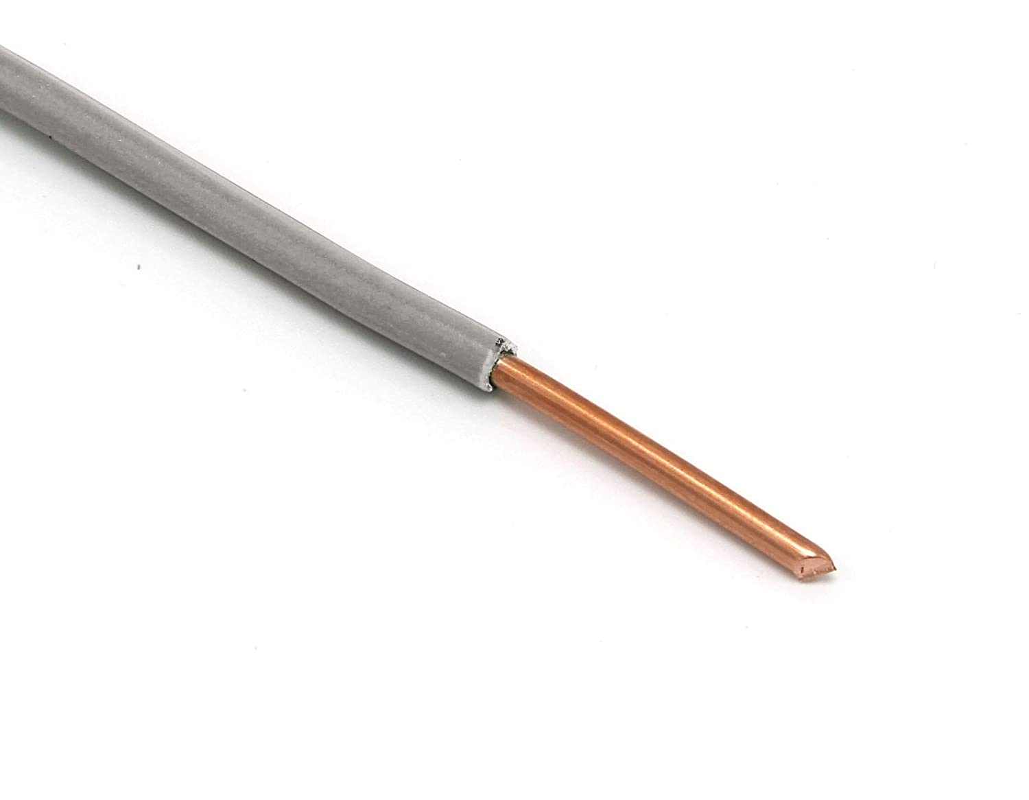 10 Feet (3 Meter) - Insulated Solid Copper THHN / THWN Wire - 10 AWG, Wire is Made in the USA, Residential, Commerical, Industrial, Grounding, Electrical rated for 600 Volts - In Grey