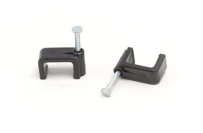 THE CIMPLE CO - Dual, Twin, or Siamese Coaxial Cable Clips, Cat6, Electrical Wire Cable Clip, 1/2 in Nail Clip and Fastener, Black (100 pieces per bag)