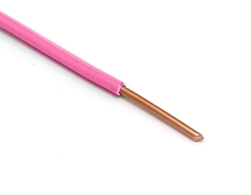 25 Feet (7.5 Meter) - Insulated Solid Copper THHN / THWN Wire - 12 AWG, Wire is Made in the USA, Residential, Commerical, Industrial, Grounding, Electrical rated for 600 Volts - In Pink