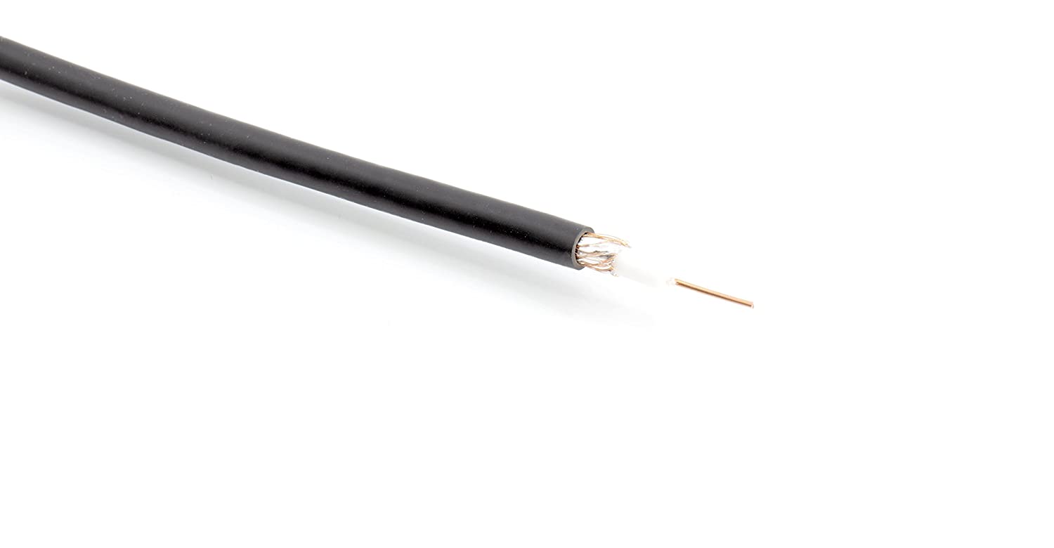 Coaxial Cable (Coax Cable) 100ft with Easy Grip Connector Caps- Black - 75 Ohm RG6 F-Type Coaxial TV Cable - 100 Feet Black