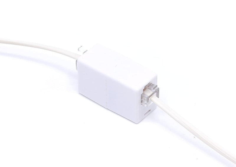 Telephone Cord Coupler - High Quality Phone In Line Coupler - 4 Conductor (2) Telephone Lines - 1 Pack (WHITE)