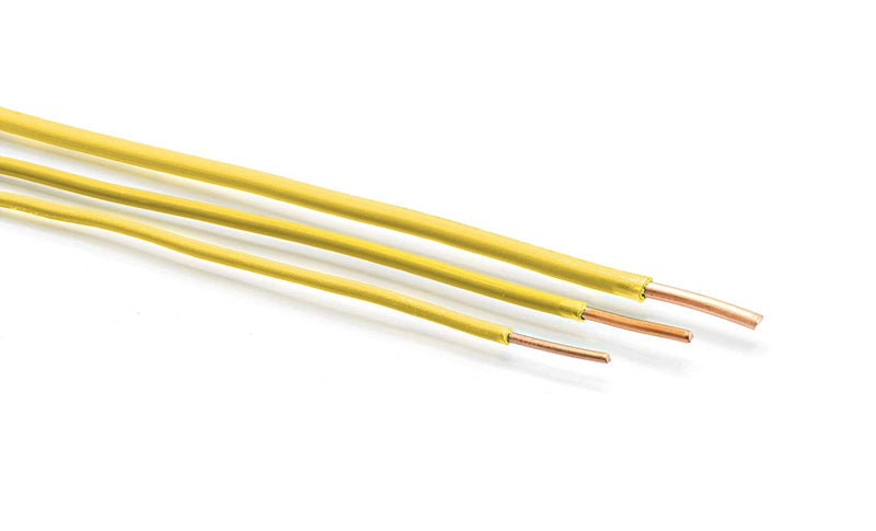 100 Feet (30 Meter) - Insulated Solid Copper THHN / THWN Wire - 14 AWG, Wire is Made in the USA, Residential, Commerical, Industrial, Grounding, Electrical rated for 600 Volts - In Yellow