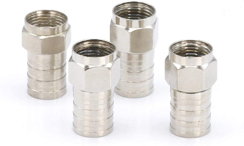 Coaxial Crimp Type Fitting / Connector - for RG6 Coax Cable - for easy installation (25 Pack)