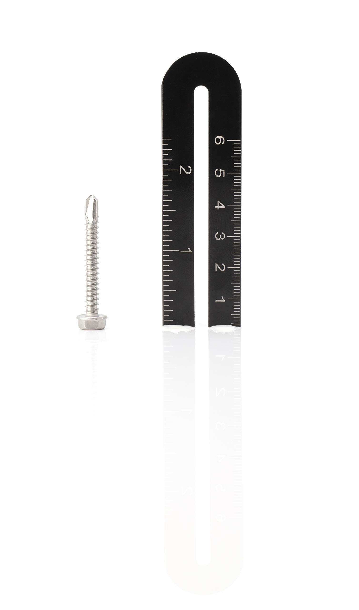 #10 Size, 1 1/2" Length (38mm) - Self Tapping Screw - Self Drilling Screw - 410 Stainless Steel Screws = Exceptional Wear and Very Corrosion Resistant) - Hex Washer Head - 100pcs