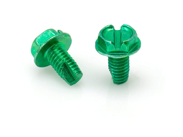Self Tapping Green Ground Screws - Hex Head and Flat Head Screw - Bonding and Grounding Tools Edition - UL Listed - Antenna, Satellite Dish, Cable TV - 10 Pack