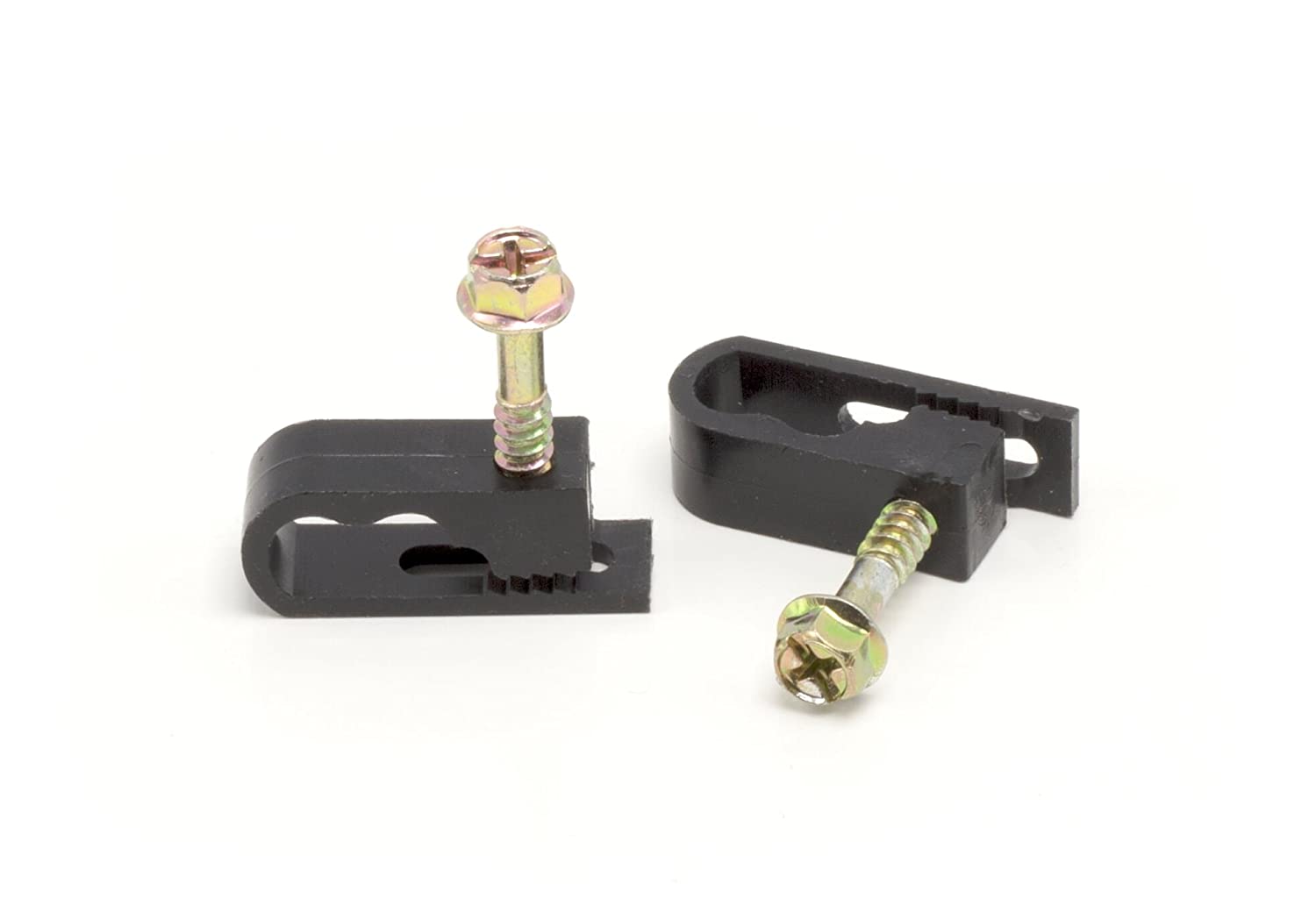 THE CIMPLE CO - Dual, Twin, or Siamese Coaxial Cable Clips, Cat6, Electrical Wire Cable Clip, 1/2 in Screw Clip and Fastener, Black (100 pieces per bag)
