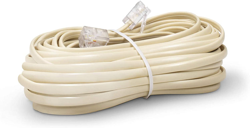 Phone Line Cord 25 Feet - Modular Telephone Extension Cord 25 Feet - 2 Conductor (2 pin, 1 line) cable - Works great with FAX, AIO, and other machines - Ivory
