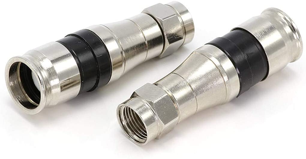 Coaxial Cable Compression Fitting - 10 Pack - for RG11 Coax Cable - with Weather Seal O Ring and Water Tight Grip