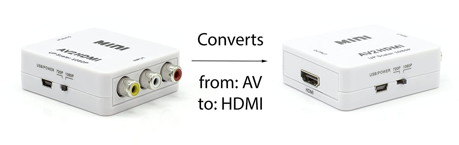 RCA to HDMI Converter (Analog to Digital Converter) - Converts FROM RCA/Composite/Red-White-Yellow - Does not work in reverse - UP CONVERTS - Black Kit