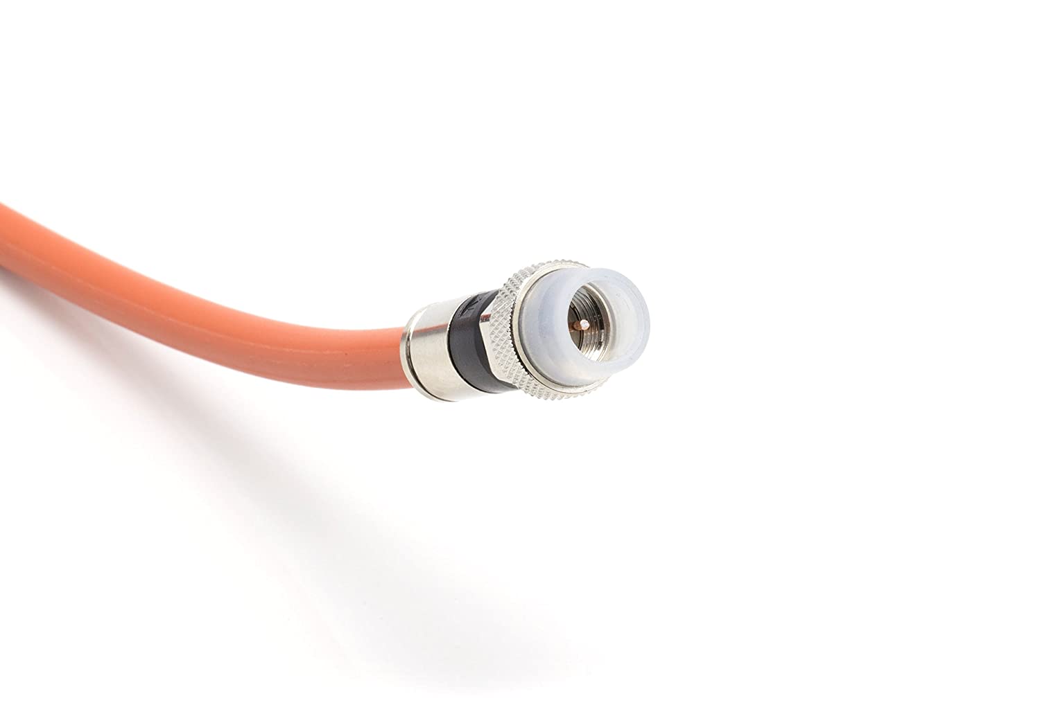 12 Feet (3.6 Meter) - Direct Burial Coaxial Cable 75 Ohm RF RG6 Coax Cable, with Rubber Boots - Outdoor Connectors - Orange - Solid Copper Core - Designed Waterproof and can Be Buried
