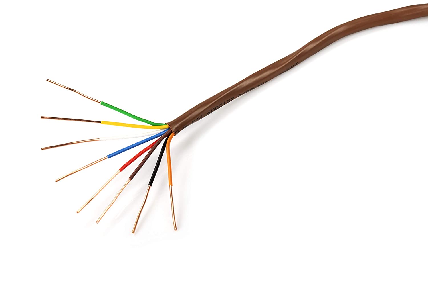 Thermostat Wire 18/8 - Brown - Solid Copper 18 Gauge, 8 Conductor - CL2 (UL Listed) CMR Riser Rated (CL3) - Residential, Commercial and Industrial Rated - 18-8, 150 Feet