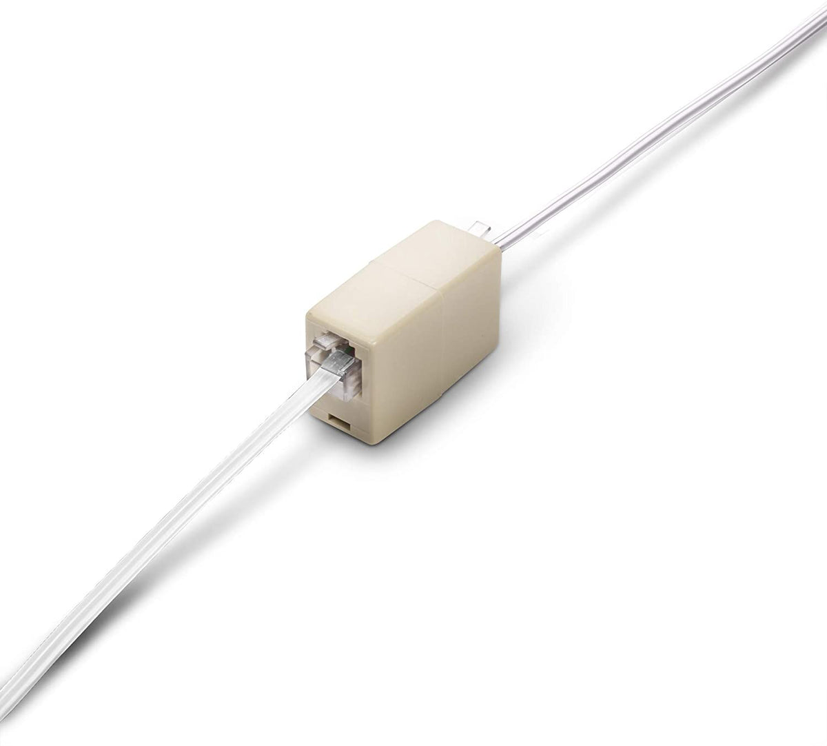 Phone Line Cord 100 Feet - Modular Telephone Extension Cord 100 Feet - 2 Conductor (2 pin, 1 line) cable - Works great with FAX, AIO, and other machines - White
