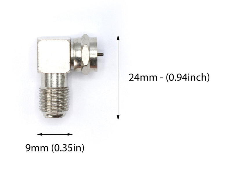 Coaxial Cable Right Angle Connector - 4 Pack - for Tight Corners and Flat Panel TV Mounting - 90 degree F Type Adapter for Coax Cable and Wall Plates