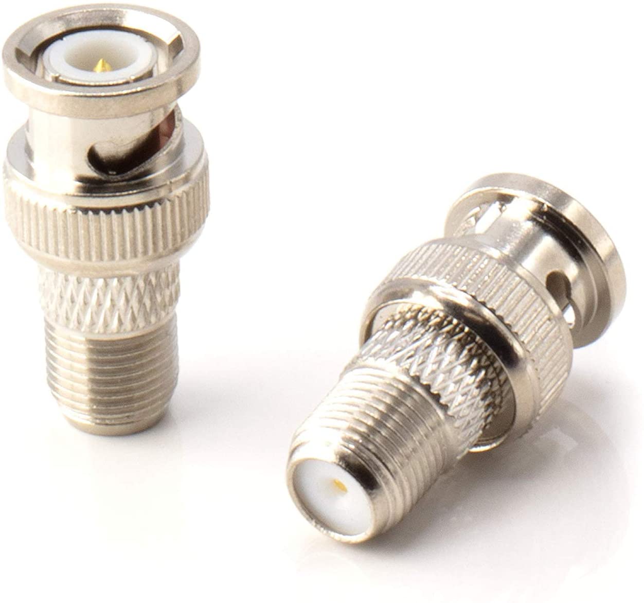 RF (F81) and BNC Coaxial Adapter - BNC Male to Female F81 (F-Pin) Connector, Adapter, Coupler, and Converter - For RG11, RG6, RG59, RG58, SDI, HD SDI, CCTV - 25 Pack