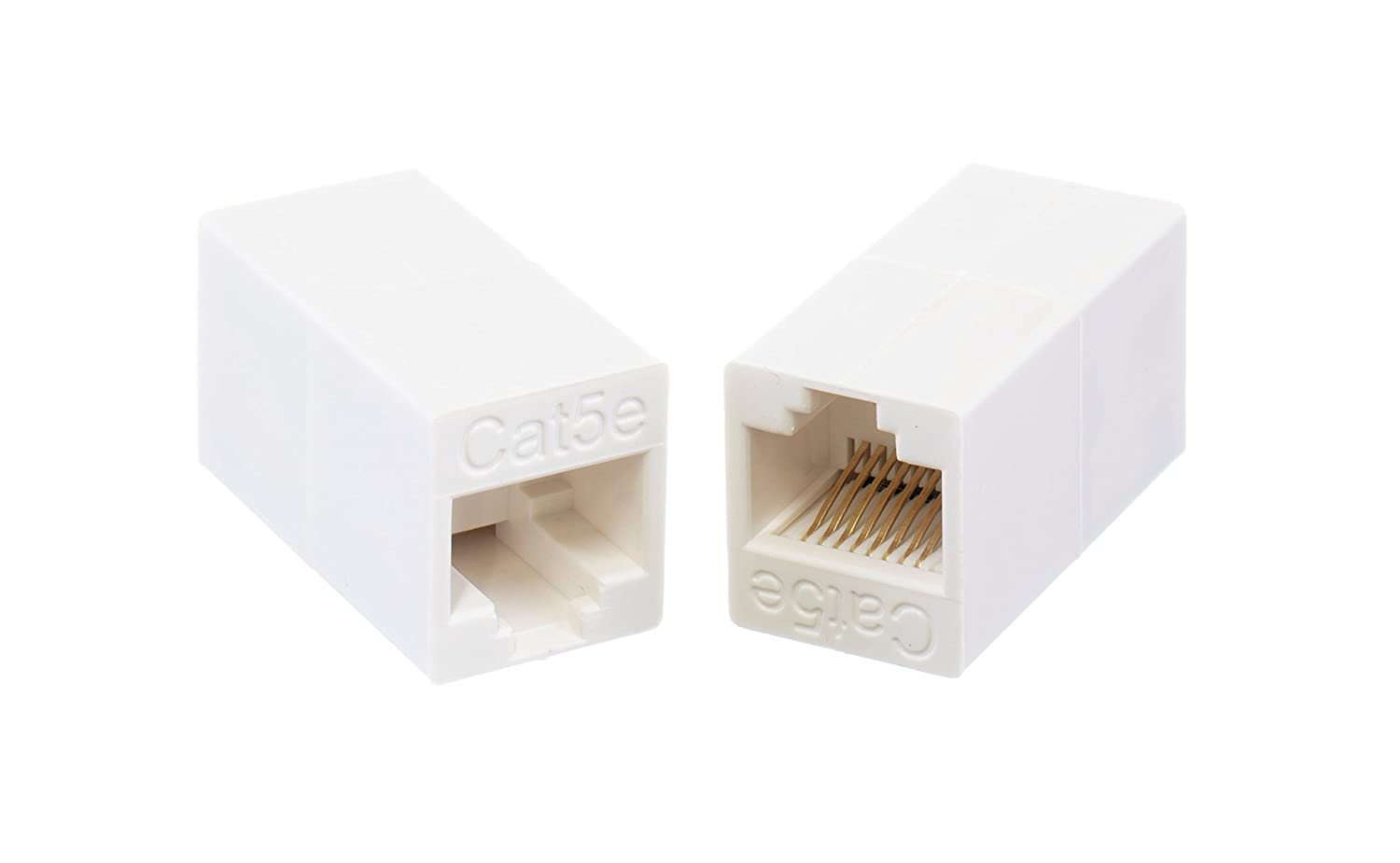 Ethernet Extender and Adapter - RJ45 Ethernet Data Cable f Connector Coupler - 8 Conductor 8p8c 4 Line - (White) - 2 Pack