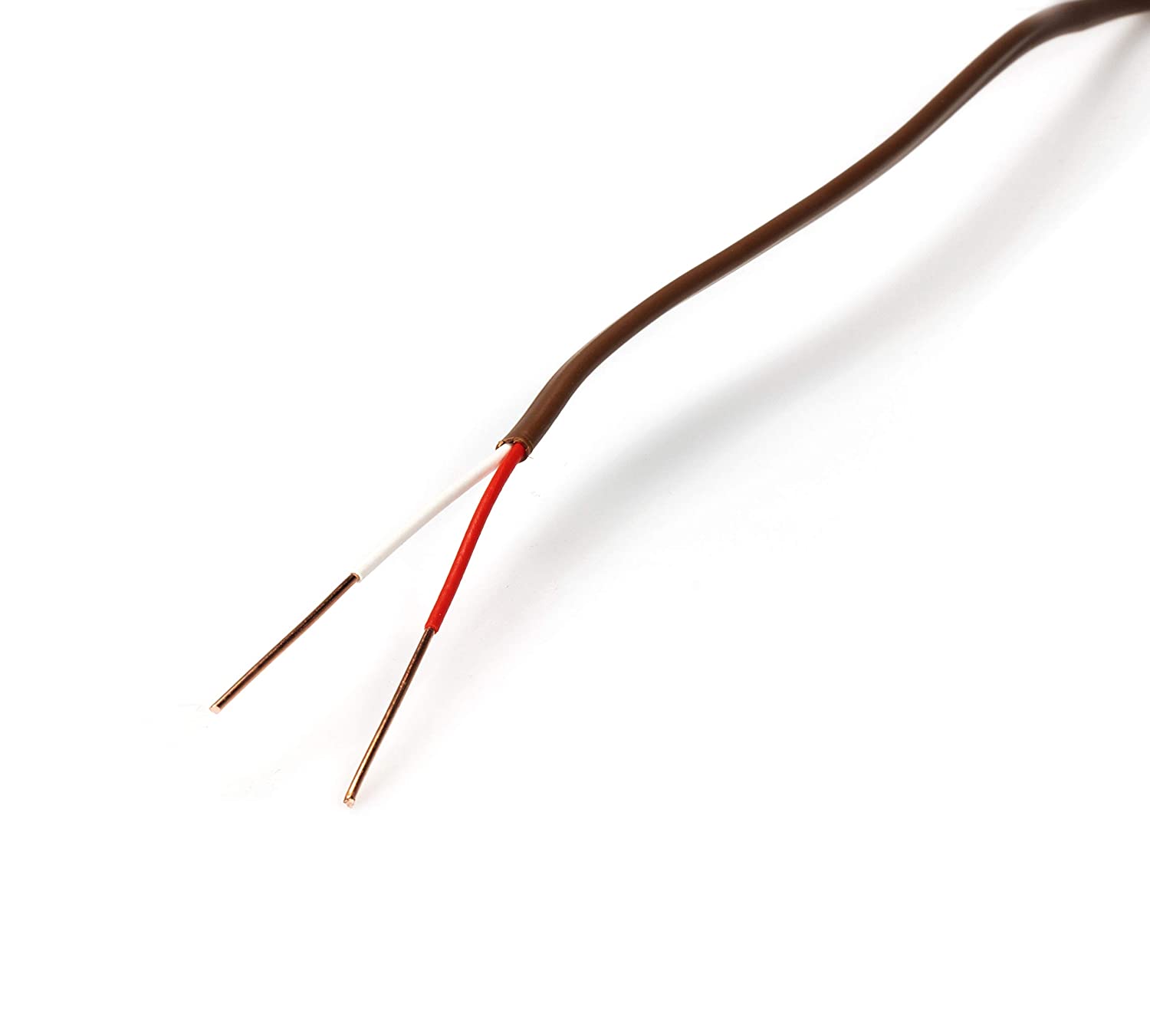 Thermostat Wire 18/2 - Brown - Solid Copper 18 Gauge, 2 Conductor - CL2 (UL Listed) CMR Riser Rated (CL3) - Residential, Commercial and Industrial Rated - 18-2, 100 Feet