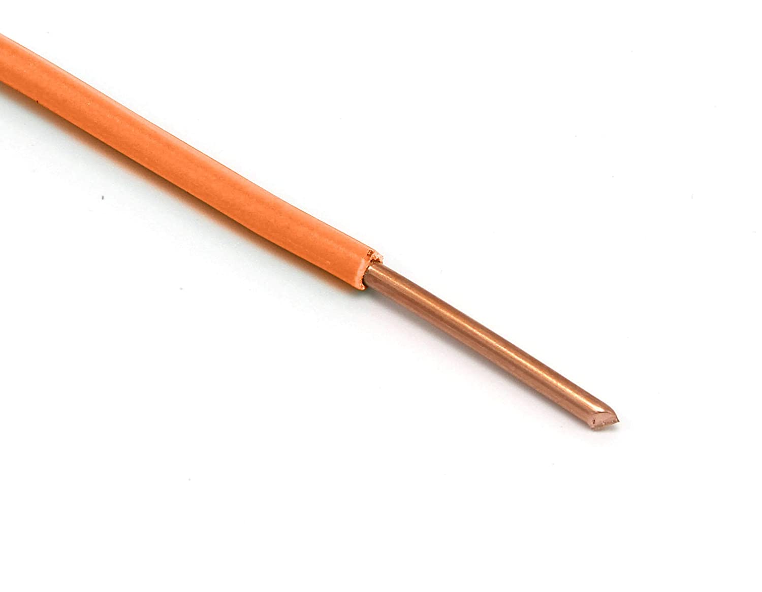100 Feet (30 Meter) - Insulated Solid Copper THHN / THWN Wire - 14 AWG, Wire is Made in the USA, Residential, Commerical, Industrial, Grounding, Electrical rated for 600 Volts - In Orange