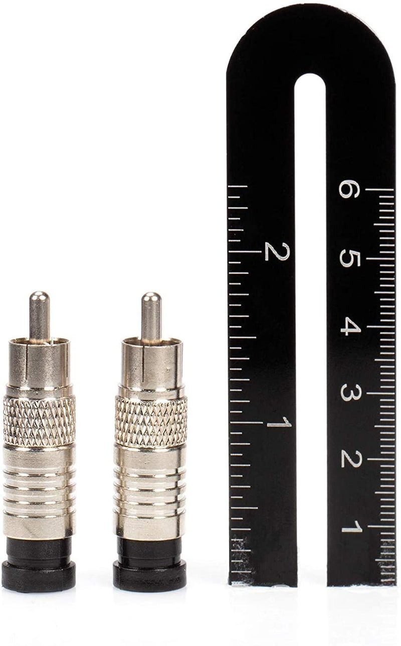 RCA Compression Connectors - 4 Pack - RG-6 Coaxial Cable - Universal Male Connectors for RCA, Subwoofer, Composite, Component and Similar Cables