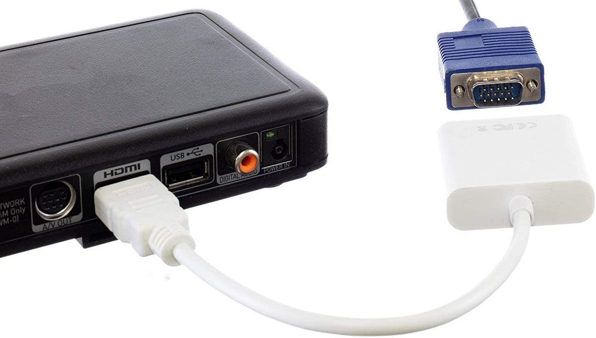 HDMI to VGA Adapter - 1080 HDMI to VGA Adapter Video Male to Female Converter for PC/Laptop, TV, Projector - White
