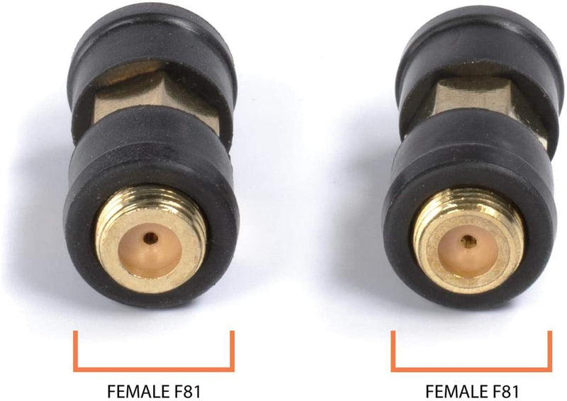 Gold Weather Sealed Coaxial Extension Coupler - 50 Pack - Cable Extension Adapter (Barrel Splice - Coupler) - Connects Two Coaxial Video Cables (Female to Female Connector) 3GHz rated