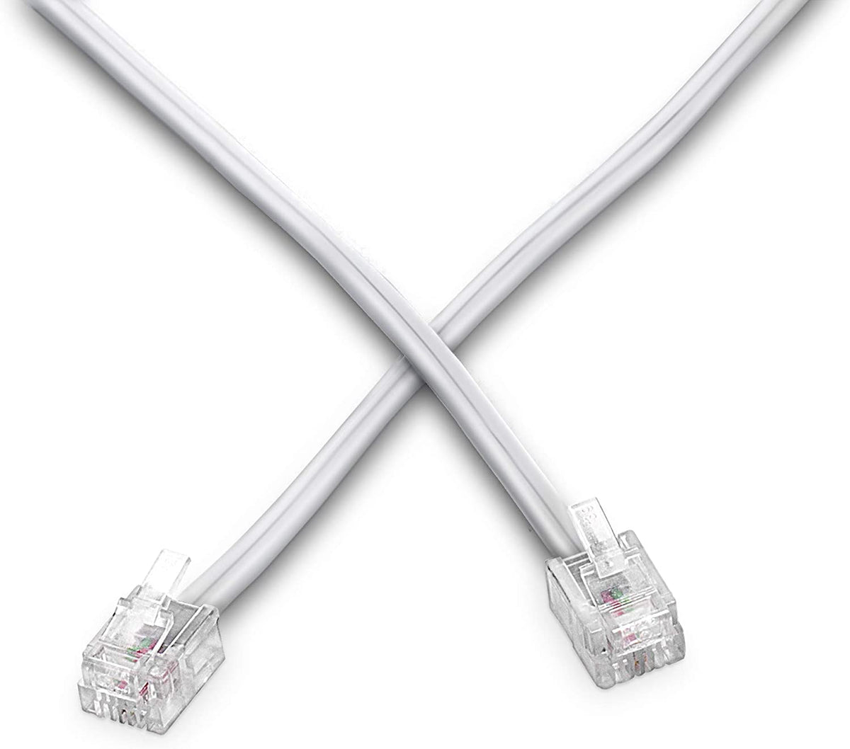 Phone Line Cord 100 Feet - Modular Telephone Extension Cord 100 Feet - 2 Conductor (2 pin, 1 line) cable - Works great with FAX, AIO, and other machines - White