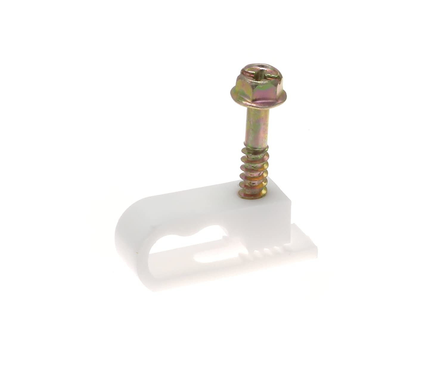 THE CIMPLE CO - Dual, Twin, or Siamese Coaxial Cable Clips, Cat6, Electrical Wire Cable Clip, 1/2 in Screw Clip and Fastener, White (50 pieces per bag)