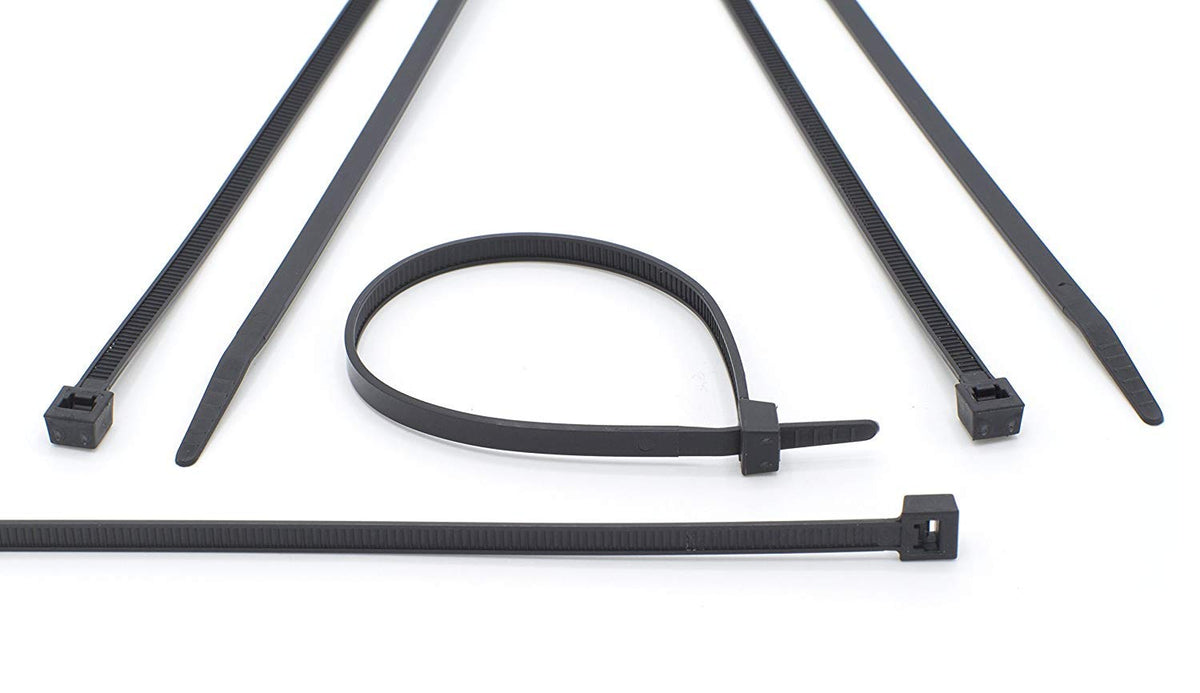 14 inch Black Nylon Zip Ties - Strong Zip Tie, Wire Ties - Indoor and Outdoor Rated - No Tools Needed , Zip Ties (Wire Ties, Cable Ties), 100 Pack - Black - 14"