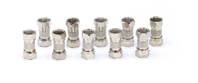 Cable Extension Coupler for Coaxial Cables - 10 Pack - F81 (male to male) High Quality 3GHz Satellite, Cable TV, and Cable Internet Rated
