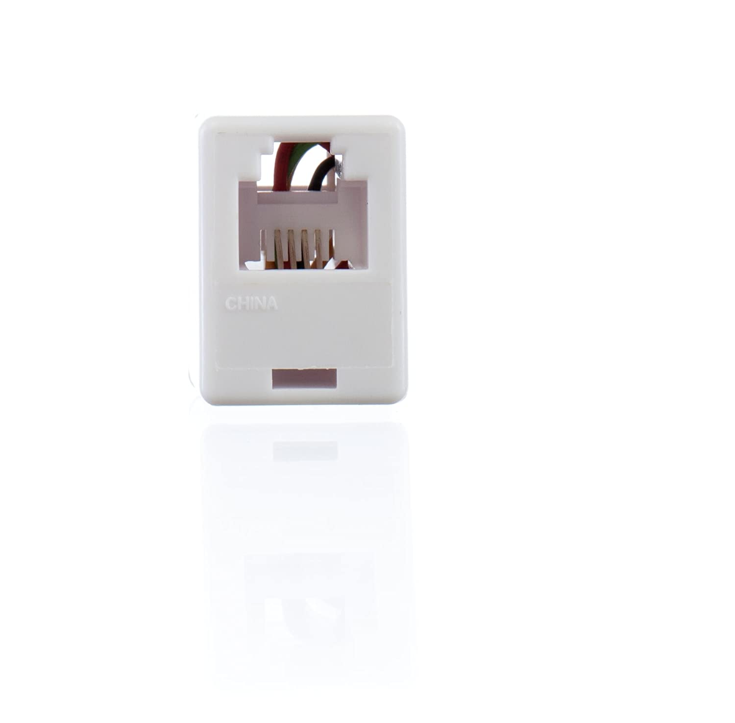 Telephone Cord Coupler - High Quality Phone In Line Coupler - 4 Conductor (2) Telephone Lines - 1 Pack (WHITE)