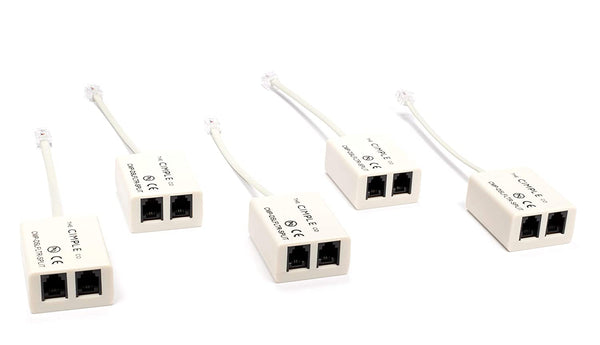 2 Wire, 1 Line DSL Filter, with Built in Splitter - for removing noise and other problems from DSL related phone lines - 5 Pack