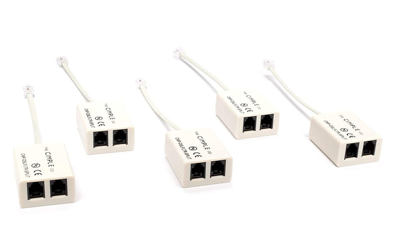 2 Wire, 1 Line DSL Filter, with Built in Splitter - for removing noise and other problems from DSL related phone lines - 5 Pack