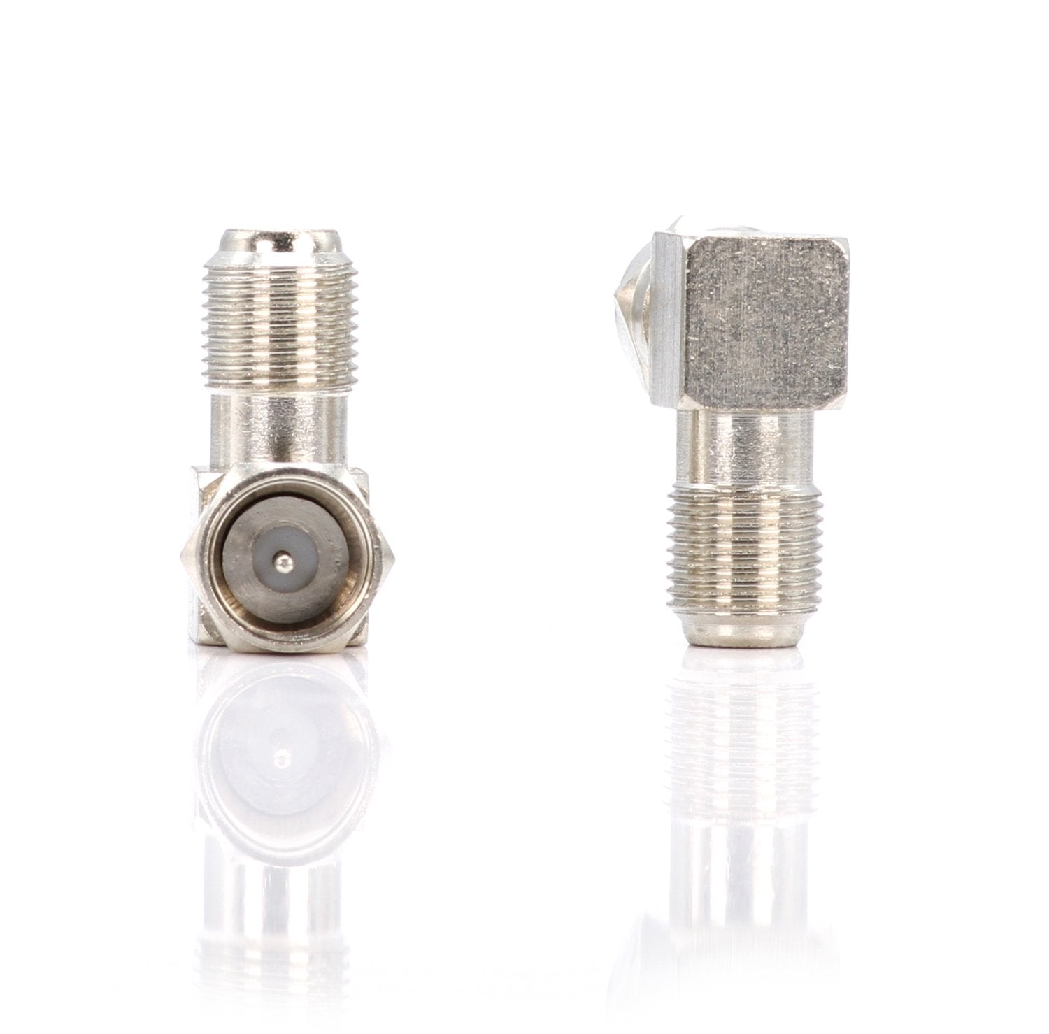 Coaxial Cable Right Angle Connector - 50 Pack - for Tight Corners and Flat Panel TV Mounting - 90 degree F Type Adapter for Coax Cable and Wall Plates