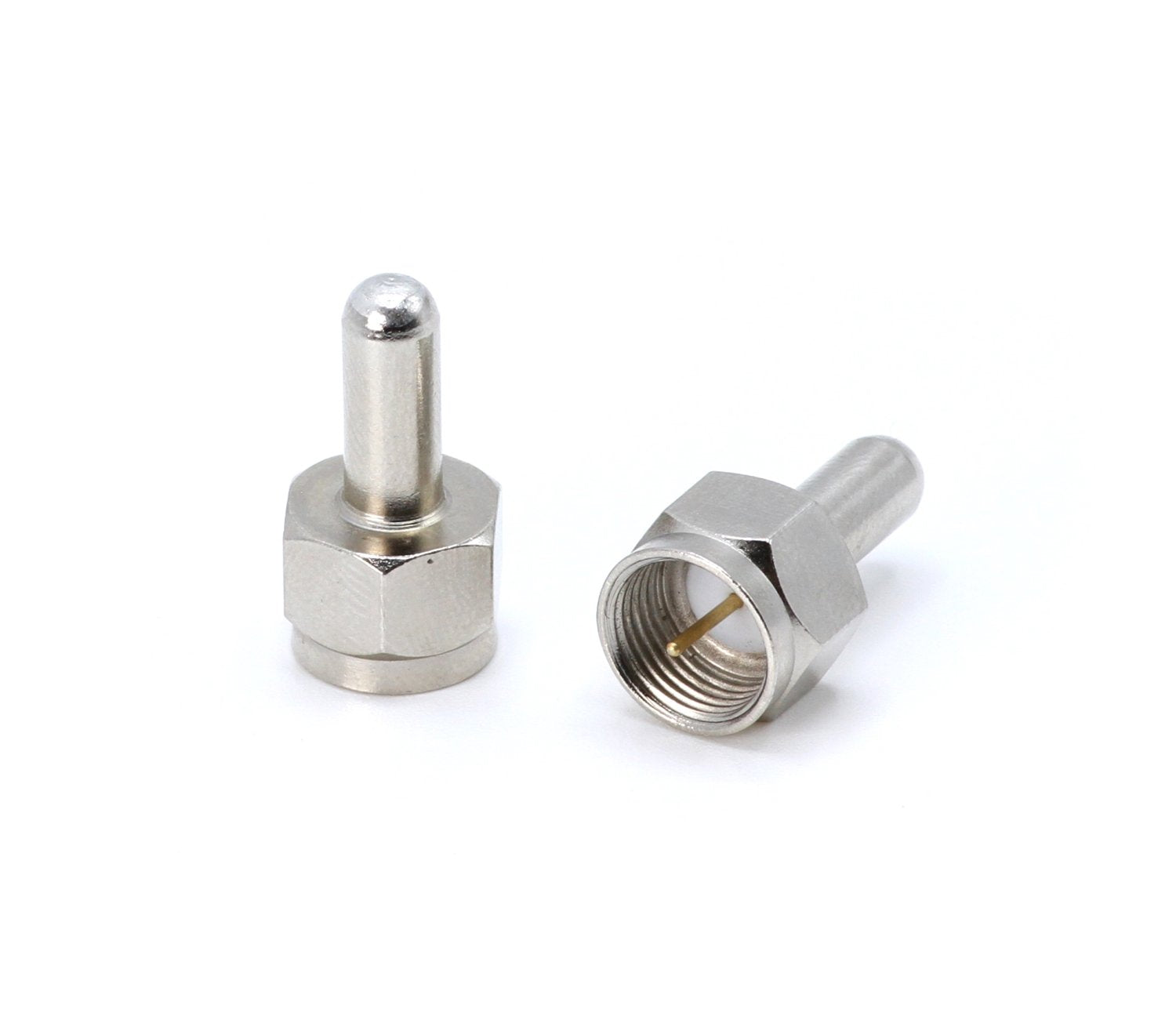 Coaxial F Type (F-Pin / F81) Voltage Blocking 75 Ohm Terminator with DC Short for Coax and RF - RF Signal (AC) and Power or Voltage (DC) Should be Blocked or Capped - Pack of 50